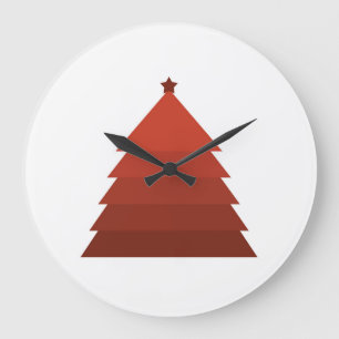 Red Christmas Tree Large Clock