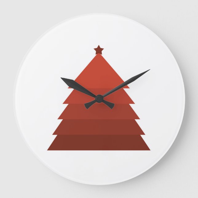 Red Christmas Tree Large Clock (Front)