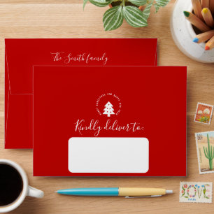 Red Christmas Tree Modern Holiday Cards Envelope