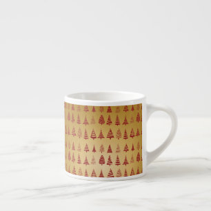 Red Christmas tree modern on Gold Espresso Cup