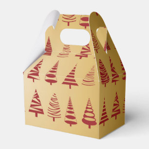 Red Christmas tree modern on Gold Favor Box