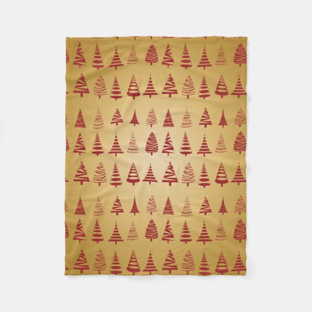 Red Christmas tree modern on Gold Fleece Blanket (Front)
