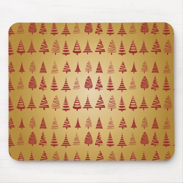 Red Christmas tree modern on Gold Mouse Pad (Front)