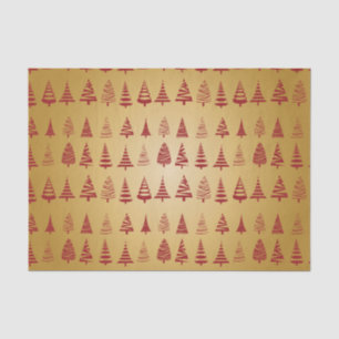 Red Christmas tree modern on Gold Tissue Paper