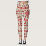 Red Christmas Tree Nordic Knit Sweater Pattern Leggings<br><div class="desc">Dress up your winter wardrobe with these fun high quality leggings featuring a red christmas tree pattern set against a tan background. Perfect for the holidays or everyday winter activities and workouts.</div>