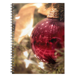 red christmas tree ornament festive notebook