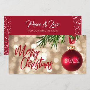 Red Christmas Tree Ornament Flat Holiday Card