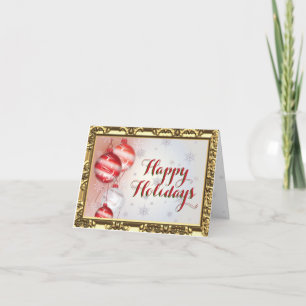 Red Christmas Tree Ornament with Gold Border Card