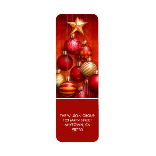 Red Christmas Tree Ornaments Return Address