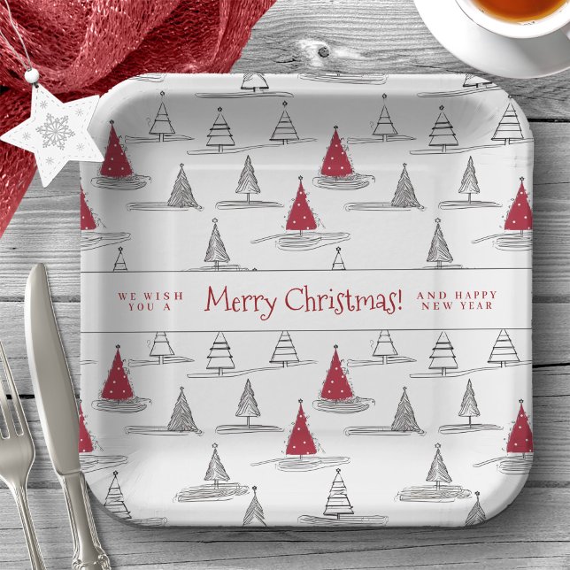 Red Christmas Tree Pattern#5 ID1009 Paper Plate (Creator Uploaded)