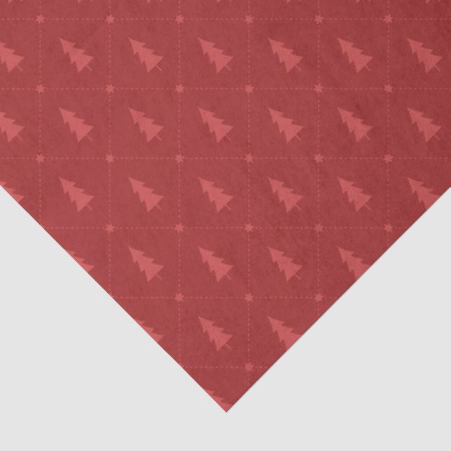 Red Christmas Tree Pattern Tissue Paper (Detail)