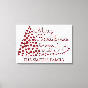 Red Christmas Tree, Personalised Family Name Canva Canvas Print