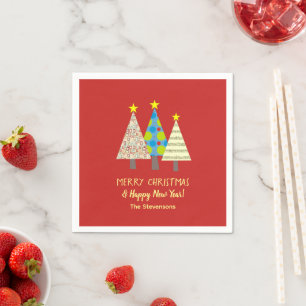 Red Christmas Tree Personalized Napkin