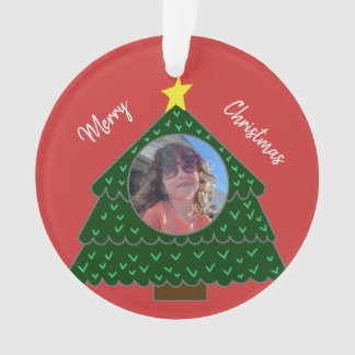 Red Christmas Tree Photo Ornament