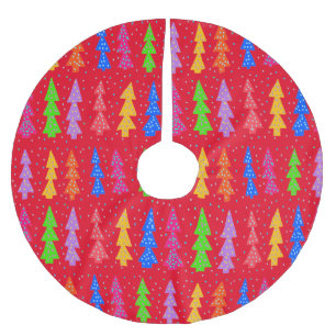 Red Christmas Tree Pop Art   Brushed Polyester Tree Skirt
