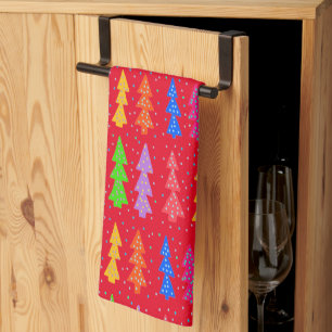 Red Christmas Tree Pop Art   Kitchen Towel