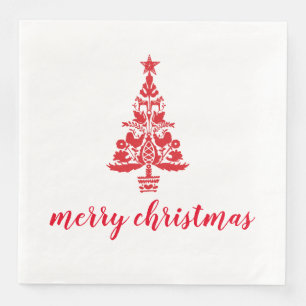 Red Christmas Tree Scandinavian Merry Christmas Napkin