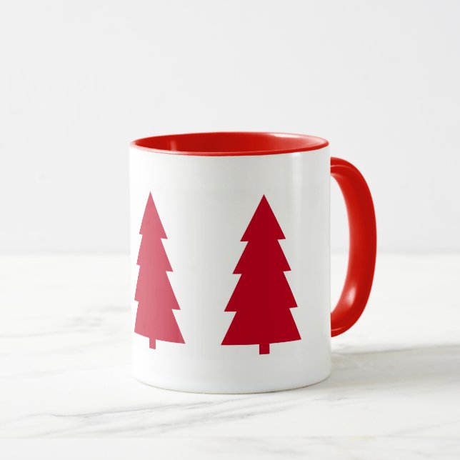 Red Christmas Tree Simple Minimal Mug (Front Right)