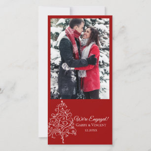 Red Christmas Tree Winter Engagement Announcement