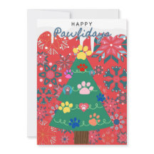 Red Christmas tree with paws ornaments festive 