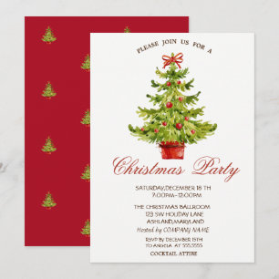Red  Christmas Trees Company Christmas Party Invitation