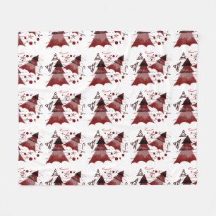 Red Christmas Trees Pattern Fleece Blanket