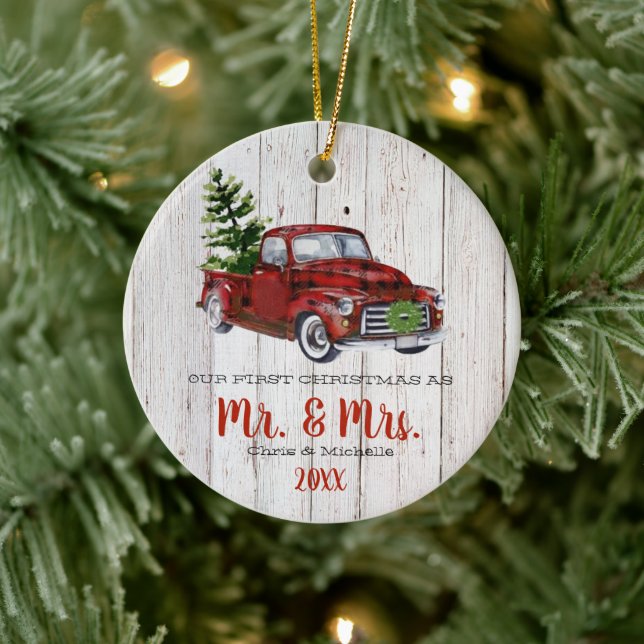 Red Christmas Truck First Christmas Ornament (Tree)