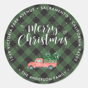 Red Christmas Truck Green Return Address Labels
