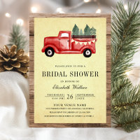 Red Christmas Truck Wood Photo Bridal Shower