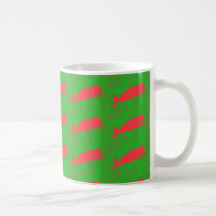 red Christmas whales coffee mug