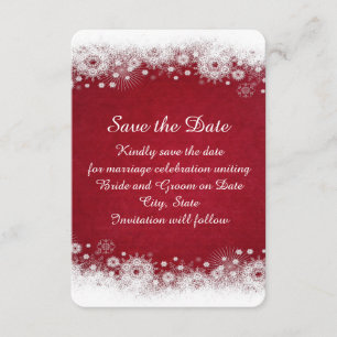 Red Christmas White Snowflakes Save the date