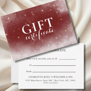 RED CHRISTMAS, WINTER, BUSINESS GIFT CERTIFICATE 