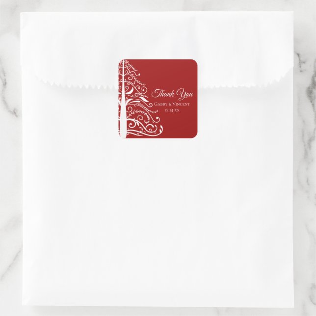 Red Christmas Winter Wedding Thank You Favour Tag (Bag)