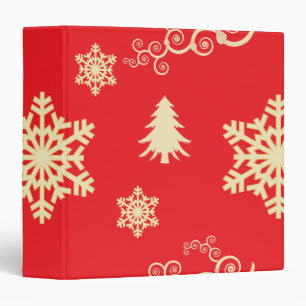 Red Christmas with Cream Snowflakes Binder