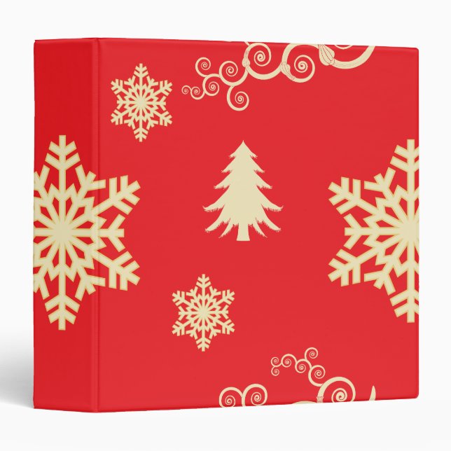 Red Christmas with Cream Snowflakes Binder (Front/Spine)