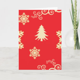 Red Christmas with Cream Snowflakes Holiday Card
