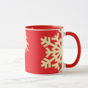 Red Christmas with Cream Snowflakes Mug