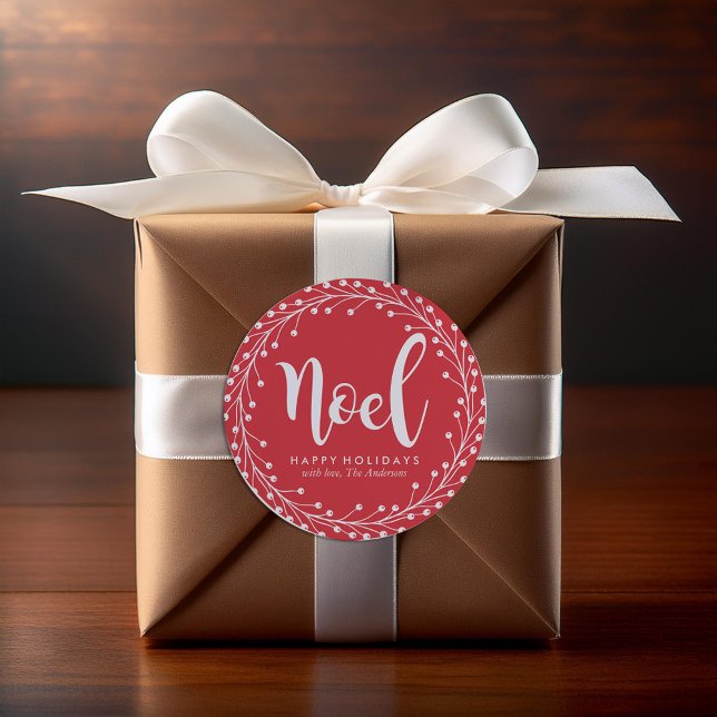 Red Christmas Wreath Classic Round Sticker (Creator Uploaded)