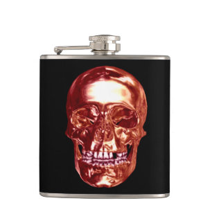 Red Chrome Skull Flask