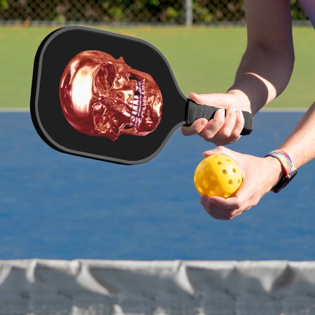Red Chrome Skull Pickleball Paddle (Insitu)