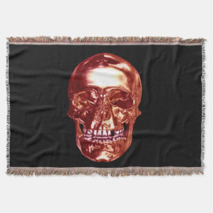Red Chrome Skull Throw Blanket
