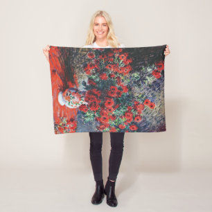Red Chrysanthemum, Monet Fleece Blanket