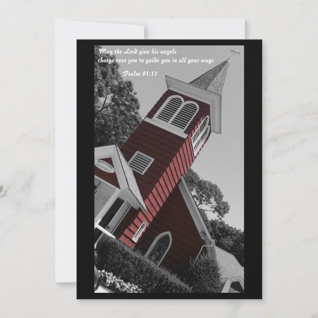 Red Church Baptism Invitation (Front)
