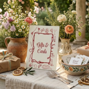 Red Ciao Miss Italian Bridal Shower Gifts & Cards Pedestal Sign