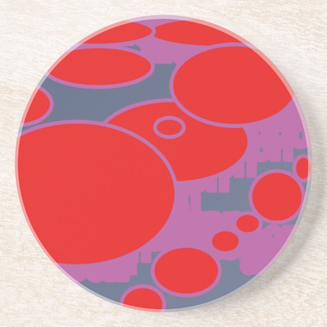red circle and dark blue purple abstract art coaster (Front)