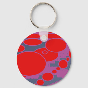 red circle and dark blue purple abstract art keychain