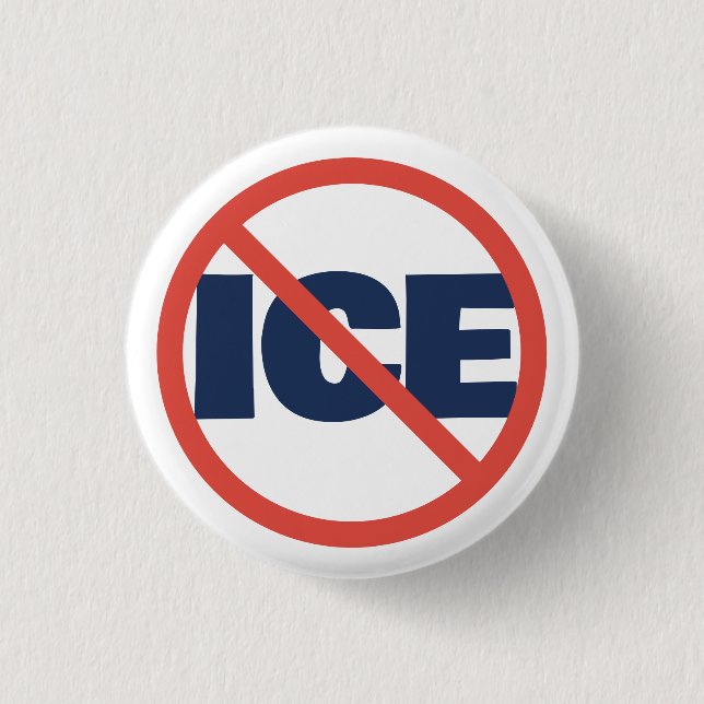 Red Circle Anti-Trump ICE Political Opinion 1 Inch Round Button (Front)