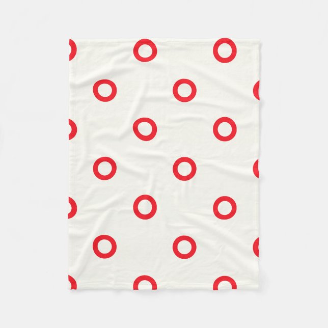 Red Circle Dot Retro Design Fleece Blanket (Front)