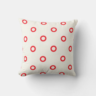 Red Circle Dot Retro Design Pillow