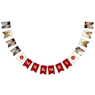 Red Circle Double Happiness Chinese Wedding Photo Bunting Flags